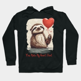 Floating with Love: Adorable Sloth Valentine's Day Hoodie